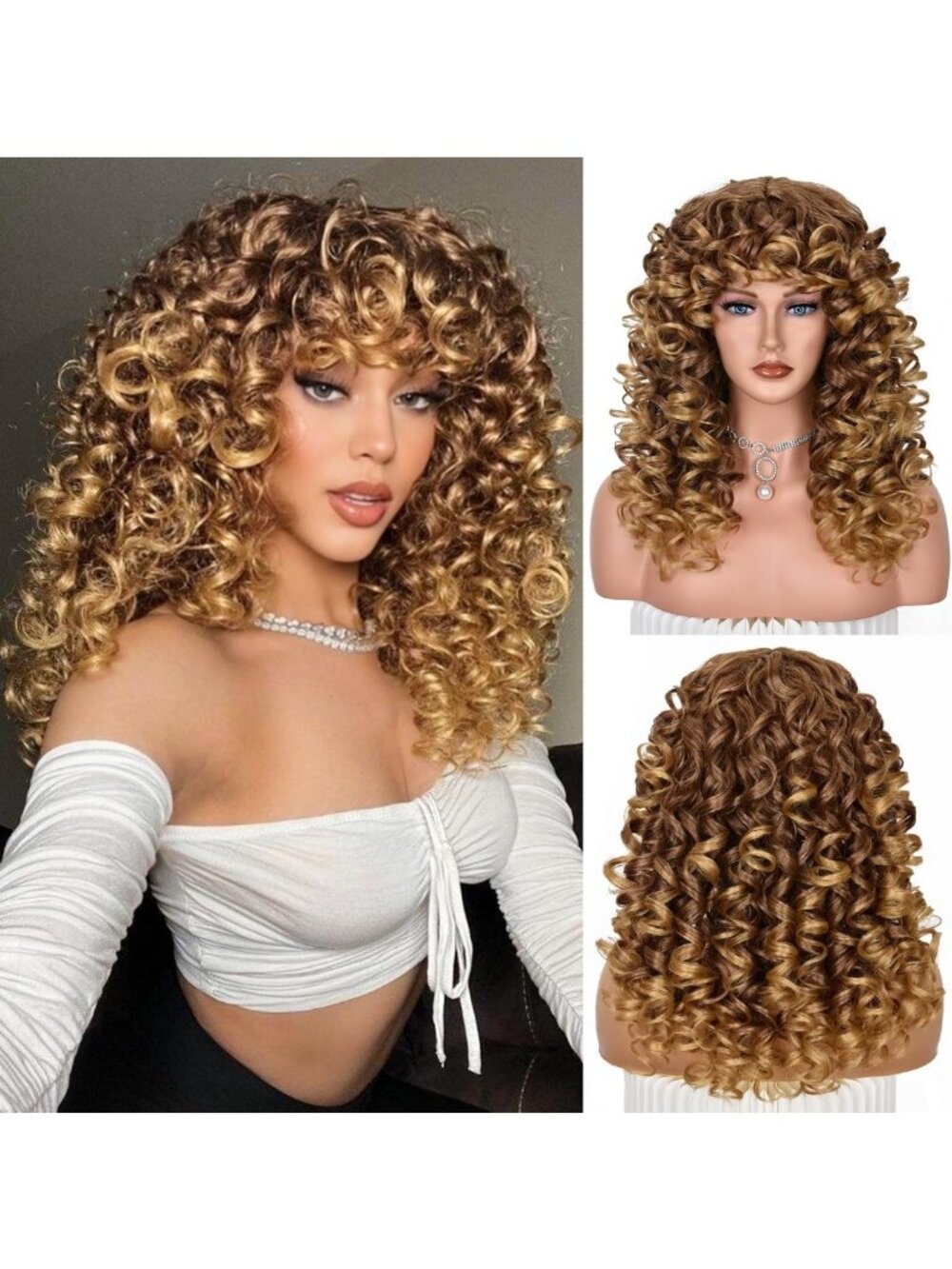 Long Loose Curly Wig with Bangs for Natural Look - Perfect for Black Women